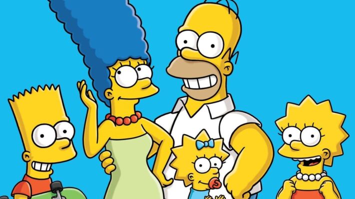 Os Simpsons: Bart, Marge, Maggie, Homer, Lisa
