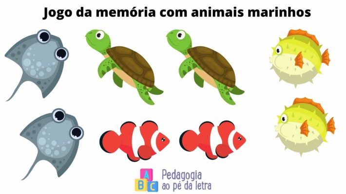 Jogo da memória com animais marinhos